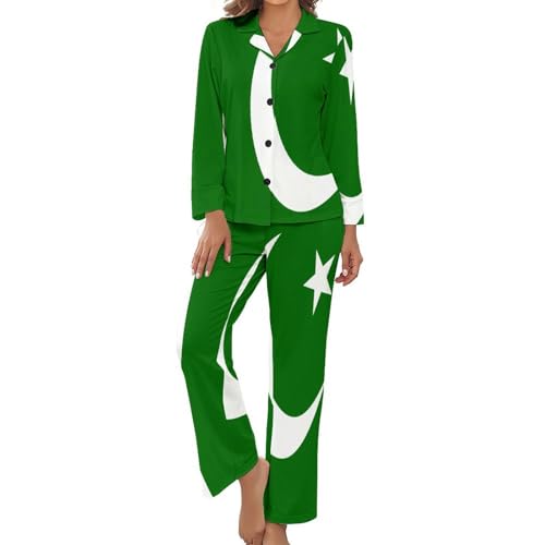 Pyjama grande taille pour femme avec chemise boutonnée et pantalon imprimé Pakistan