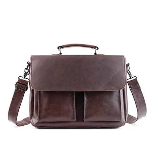 Men Crossbody Designer Handbag Real Leather Briefcase Leather Shoulder Sling Bags(E)