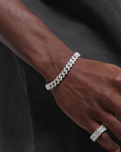 Image of Iced Classic Spring Clasps 9mm Cuban Link Chain Necklace /Bracelet, Everlasting Shine 14k Gold /Silver Plated Diamond Choker, Prong-Setting 5A Cubic Zirconia Hip Hop Jewelry For Men Women with Gift Box