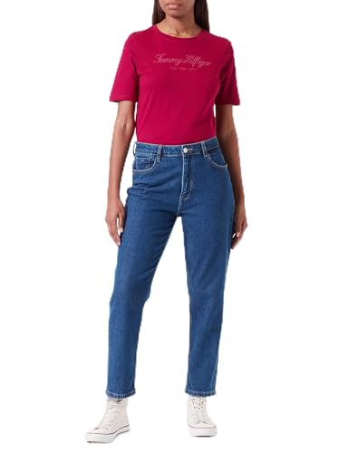 Tommy Hilfiger Damen S/S Knit Tops, Italienischer Wein, Small