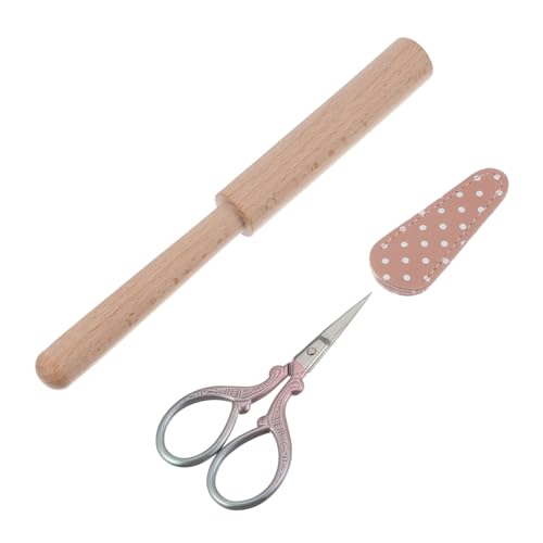Housoutil Yarn Cutting Scissors Set Wood Latch Hook Tools for DIY Rug Making Projects