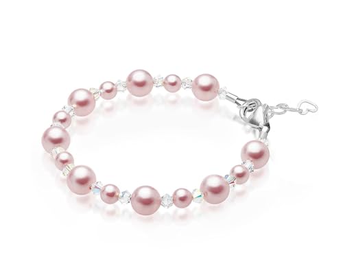 Baby Crystals BL01R Sterling Silver Charm Bracelets For Girls -Girls Jewelry With Rosaline Simulated Pearls And European Crystals thumb #3