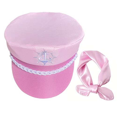 Gvblkq Chapeau de marin, casquette de skipper de bateau pour femme, chapeau de skipper réglable, chapeau de capitaine chapeau de bateau chapeau de yacht tenue femme steampunk, accessoires chapeau