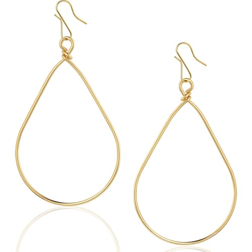 18K Gold or 925 Sterling Silver Plated Dangle Earrings for Women - Minimalist Teardrop Hoops - Hypoallergenic and Safe for Sensitive Ears