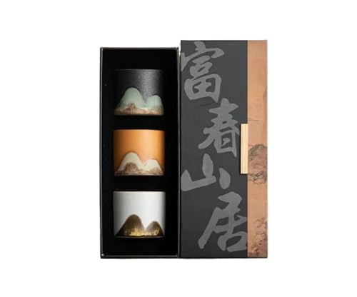 HOHOUNCSY ぐい呑み 3点セット 酒器 酒杯 容量約55ml 日本酒用 和食器 和風 陶器 居酒屋 家庭用 おしゃれ ギフト プレゼント 贈り物 祝い 父の日 母の日 敬老 還暦 ギフトボックス (黒1+白1+黄1)