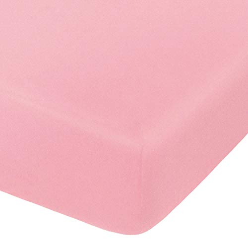 Image of NTBAY 100% Brushed Microfiber Fitted Crib Sheet, Super Soft and Cozy 28x52 Crib Sheet for Standard Crib and Toddler Mattresses, Boys, Girls, Unisex, Pink, 28x52 Inches