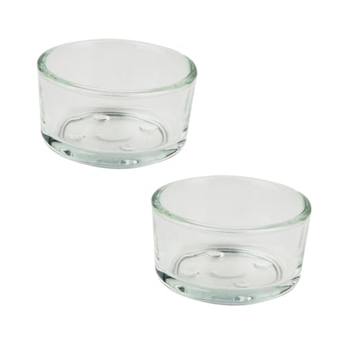 COLLBATH 4Pcs Transparent Glass Reptile Feeder Bowl for Water and Food Durable and Feeding Supplies for Lizards Turtles and Pets