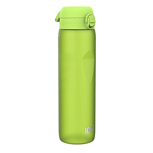 ion8 1 Liter Trinkflasche, 1000ml, Auslaufsicher, Einhandöffnung, Sichere Verriegelung, Spülmaschinenfest, BPA-frei, Tragegriff, Leicht zu Reinigen, Ideal für Sport und Fitnessstudio, Grün