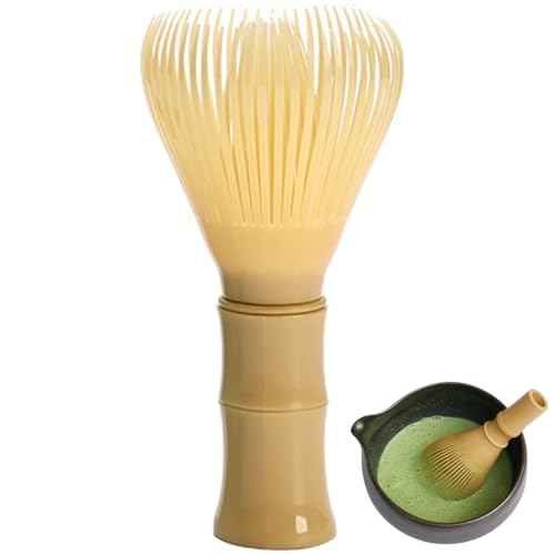 Resin Matcha Whisk Plastic Matcha Brush Japanese Tea Mixer Tool PP Traditional Handcrafted Matcha Mixing Accessories for Tea Preparation (Yellow)