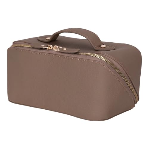 Haines Leather Cosmetic Bag – Genuine Leather Makeup Organizer for Women – Water-Resistant, Zippered Travel Case (Sand)3