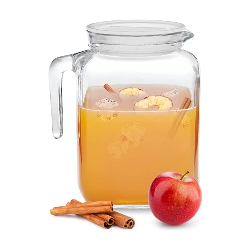 Bormioli Rocco FBA_473772-336940MZ5321990 Hermetischer Krug mit Deckel und Ausgießer für hausgemachten Saft & Eistee oder für Glasmilchflaschen, transparent