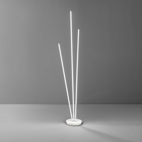 Lámpara de pie contemporánea Twins de metal blanco con LED de 47W