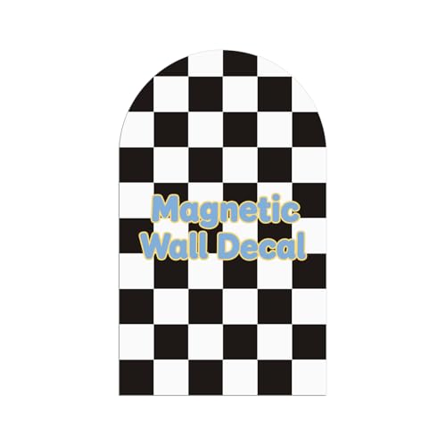Magnetic Chalkboard Wall Decal 24''x40'' Arch - Peel and Stick Felt Removable Reusable, Easy Clean Self Adhesive Fabric Wall Decor for Home Office Kids Room-Black Checkered