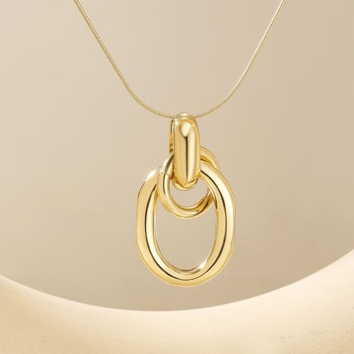 Dr's gift Chunky Gold Necklace for Women Geometric Drop Pendant Necklace Statement Trendy Jewelry Gift for Women4