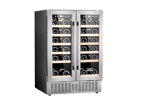 Honeywell 36 Bottle Dual Zone Compressor Wine Cooler Refrigerator, Large Freestanding Wine Cellar For Red, White, Champagne or Sparkling Wine, Digital Temperature Control, Stainless Steel on Fridge.com