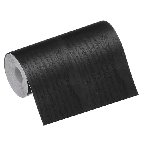 Image of MECCANIXITY Wood Grain Repair Tape, 4 Inch x 16 Feet Self Adhesive Wood Grain Tape Multi-Purpose Wallpaper Border Trim for Furniture Floors Windows Doors Tables Home, Black