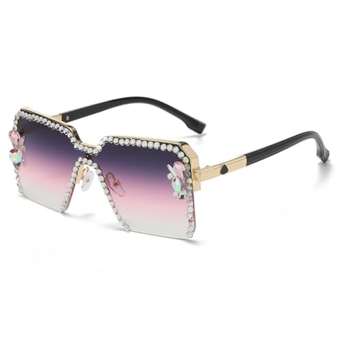 Lunettes de soleil strass pour femme design luxe à grande monture mode