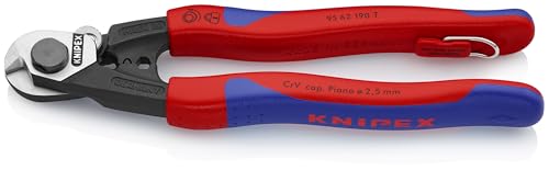 KNIPEX, 95 62 190 T BKA Tools, Wire Rope Cutters, Multi-Component, Tethered Attachment (9562190TBKA), Red/Yellow, 7 1/4-Inch - Image 2