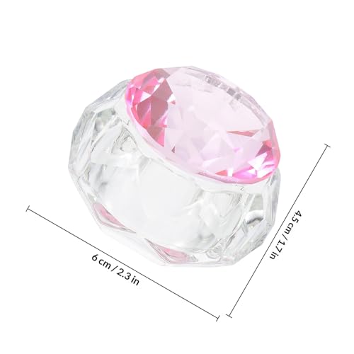 Vaso de cristal para esmalte de uñas con tapa rosa miniatura 2