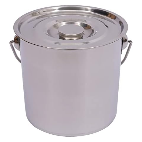 WUPYI2018 Stainless Steel Bucket Kitchen Bucket Food Bucket Milk Bucket Champagne Bucket with Stainless Steel Lid 6L/12L Cover