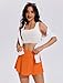 PINSPARK Skorts for Woman High Waisted Tennis Skirt Lightweight Golf Skort Mini Athletic Skirts with Shorts Flowy Skorts for Women with Pockets, Orange Small