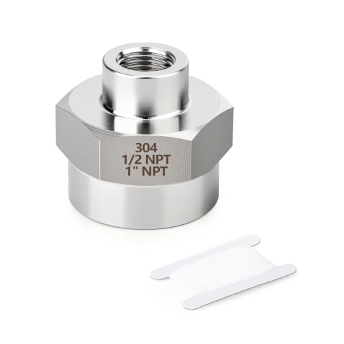 TAISHER 1PCS Forging of 304 SS Hex Coupling,1"x 1/2"NPT Female Pipe Fitting