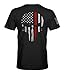 Thin Red Line Firefighter Patriotic Skull USA Flag Men's T Shirt (Black, XL)