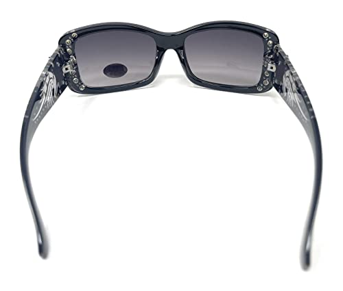 BB Western Ladies Rhinestone Bling Shade Sunglasses (Black silver cross)4