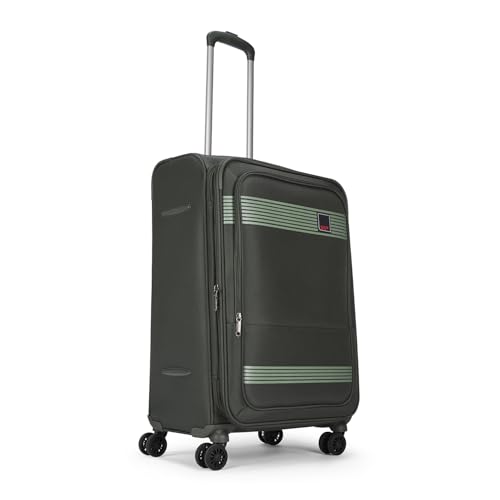 Image of VIP Triumph 8 Wheel Check-in (Medium Size) Soft Case Trolley Bag | TSA Lock | Expandable Polyester Luggage | 3 Year International Warranty | Anti-Theft Zipper | 69 CM Suitcase for Travel | Ivory Green