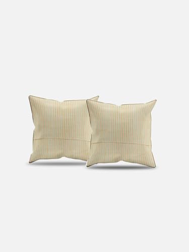 Image of Zahrat Hand Block Printed Cushion Cover Set | Cushions Cover for Home & Office | 100% Cotton Fabric | Size - 16 x 16 Inches | Pack of 2 Cushion Covers | Color - White