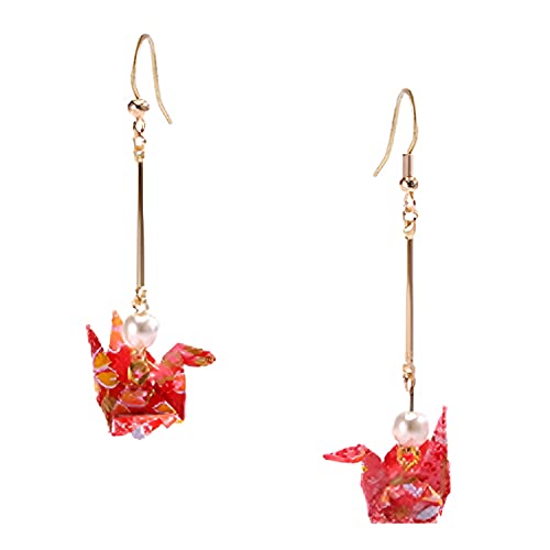 Jolies boucles d'oreilles pendantes en forme de grue en papier faites à la main pour femmes et filles, Zinc Cover