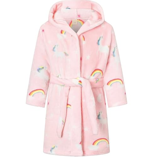 Boys Girls Bathrobes, Kids Hooded Bathrobes Plush Soft Flannel Robes Sleepwear Gift for Boys Girls