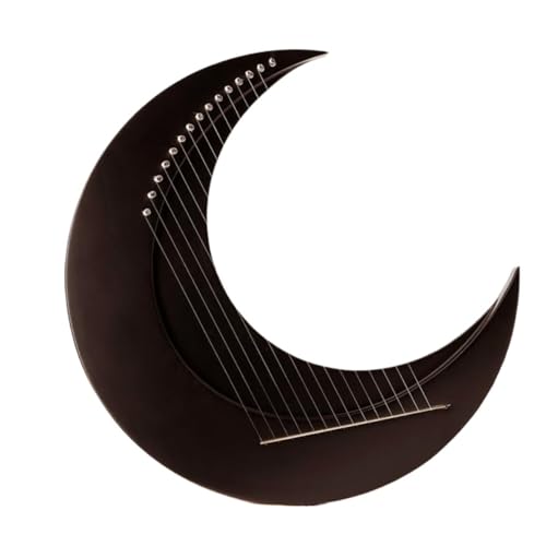 otoye 15弦リラハープ、子供と大人のためのCトーンムーンリラハープ、スタンド付き木製楽器 実用なタイプ (ブラック)