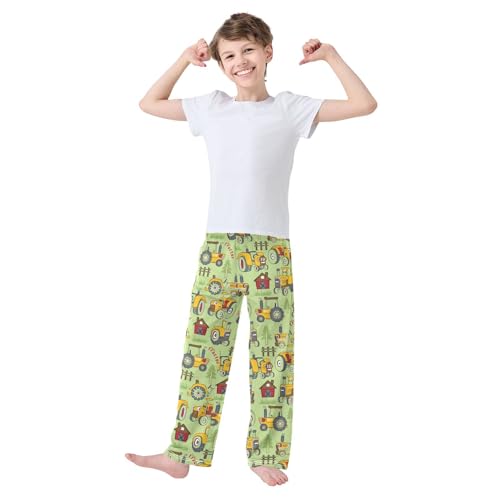 ZZXXB Lovely Tractor Boys Long Pants Soft Trousers Elastic Waist Kids Lounge Bottoms with Pockets S-XL2