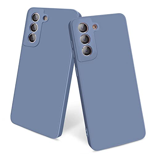 Amzpas Coque pour Samsung Galaxy S21 5G (2 Paquet), Coque en Silicone Liquide Protection Anti-Rayures Antichoc Compatible avec Samsung Galaxy S21 5G 6.2 inch 2021(Lavande) Cover