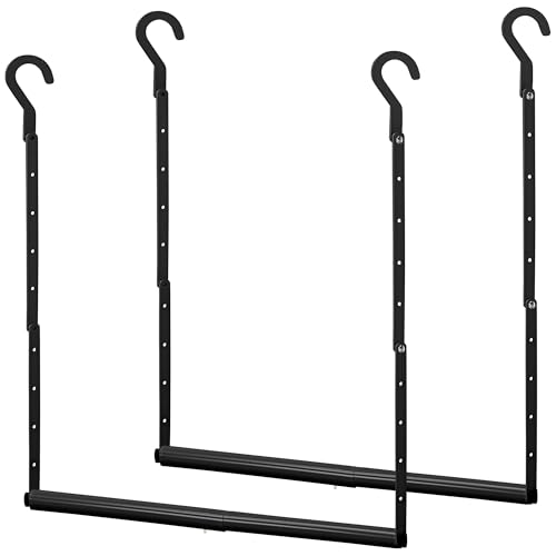 STORAGE MANIAC Adjustable Closet Rod Hanging Clothes Heavy Duty Closet Extender Hanging Rod Space-Saving Clothes Hanging Bar Double Closet Hanging Rod Hanging Closet Organizer Closet Bar,2 P