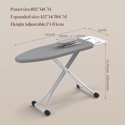 Asse da stiro extra larga e resistente, altezza regolabile fino a 86,4 cm, design pieghevole, copertura e imbottitura di alta qualità, gambe in acciaio robuste, ideale per casa e lavanderia