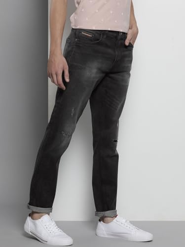 Image of The Indian Garage Co Men Slim Fit Solid Mid-Rise Stretchable Jeans