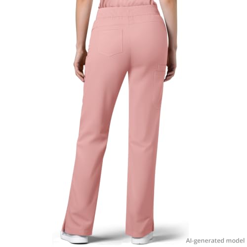 Image of Women's 7-Pocket Scrub Pants - Straight Leg, Mid-Rise, Drawstring | Soft stretch knit Mid-rise drawstring Side slits Wrinkle-resistant Machine washable For nurses /doctors /vets