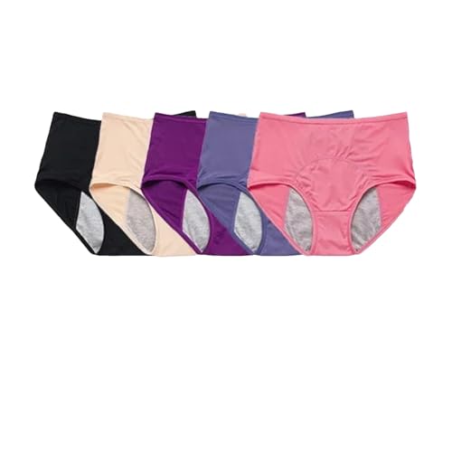 Auslaufsichere Menstruationshöschen, 5 Stück, Damenunterwäsche, Damenunterwäsche, Hygiene-Höschen, Übergröße, physiologische Slips, 01-02-04-05-06, XL
