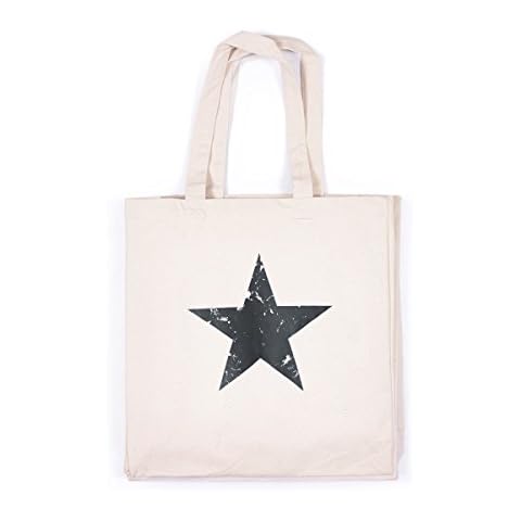 Star Print Tote Vintage Retro Style Abstract Geometric Art Yoga Cotton Canvas Shopper Bag Printed Eco Friendly Market (One Size) Cover
