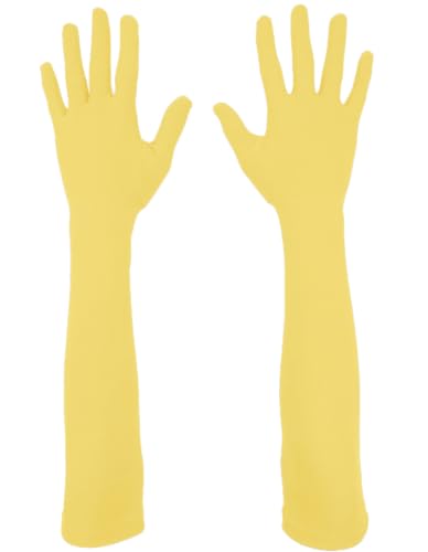 Howriis Mens and Womens Spandex Gloves Costume Halloween Cosplay Stretchy Long Gloves (Light Yellow 45cm)