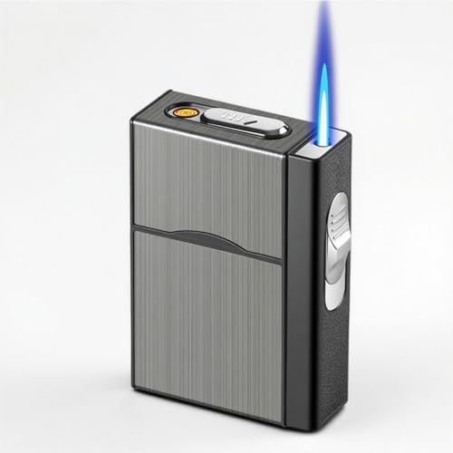 Encendedor recargable con estuche para cigarrillos negro