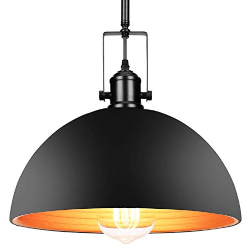 Industrial Barn Pendant Light with Bulb - [UL Listed] Adjustable Length with 4 Hard Stems Vintage 9.25