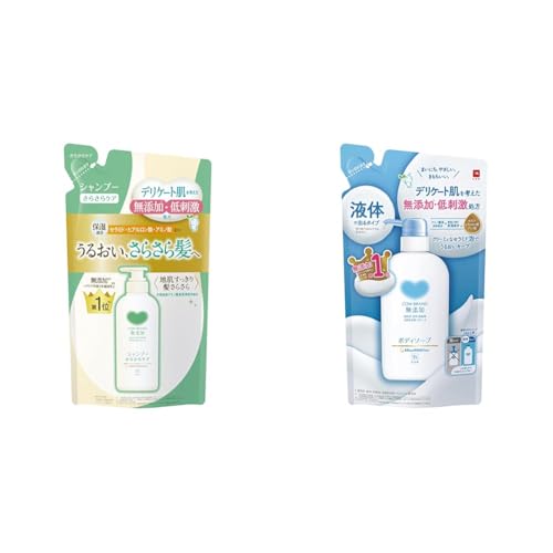 【セット買い】カウブランド 無添加シャンプー さらさらケア詰替用 360ML + 無添加 カウブランド無添加 ボディソープ 詰替用 380ml