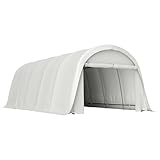 Outsunny Garage Auto per Esterno 3.6x7.2 m con Copertura PE, UV50+, Tettoia per Auto con Telaio Zincato Resistente e Porta Avvolgibile, Tenda Garage per SUV Camion Barca Moto Biciclette, Crema