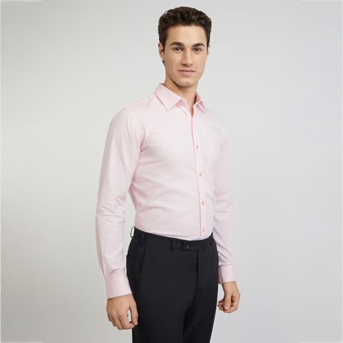 Image of Raymond Men Cotton Slim Fit Structure Pattern Semi Cut Away Collar Formal Shirt
