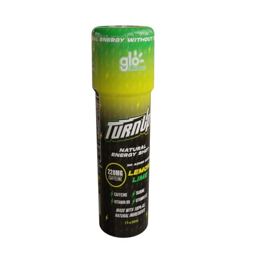 Turn Up - Natural Energy Drink Shots | All Natural Energy Without Jitters! | No Added Sugar - Real Fruit Juice | 220Mg Caffeine, B6, B12, Taurine | Up To 7+ Hours | Lemon Lime - 2 Fl Oz - Pack Of 12 #TOP2