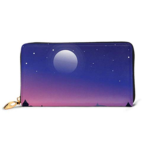 Preisvergleich Produktbild JHGFG Mode Handtasche Reißverschluss Brieftasche Nacht Landschaft Silhouetten Hügel Wolf Wald Telefon Clutch Geldbörse Abend Clutch Blocking Leder Brieftasche Multi Card Or. En
