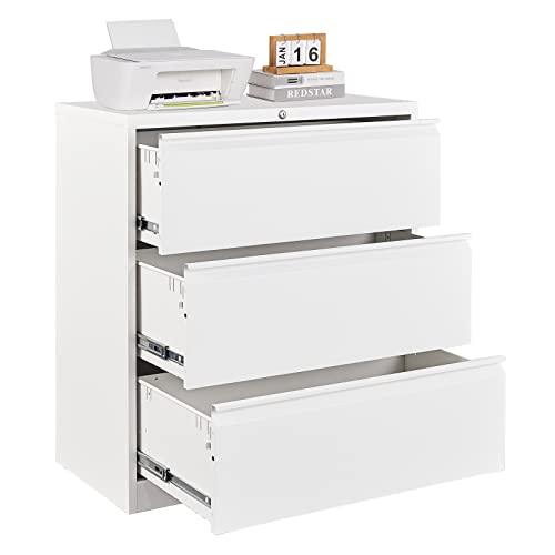 Aktenschrank Büroschrank Hängeregistraturschrank 3 HR-Schubladen stahlschrank File Cabinet Metallschrank abschließbar Hängeregister Dokumentenschrank DIN A4 zweibahnig Metallspind 90 x 46 x 103 cm Cover